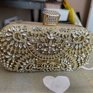 $100 Gold wedding clutch PURSE, bridal embellished handbag